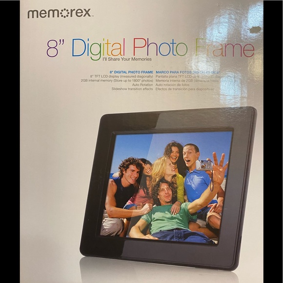Memorex 8” Digital Photo Frame + Adapters - Picture 1 of 7